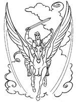 coloriage hercule surgissant avec pegase